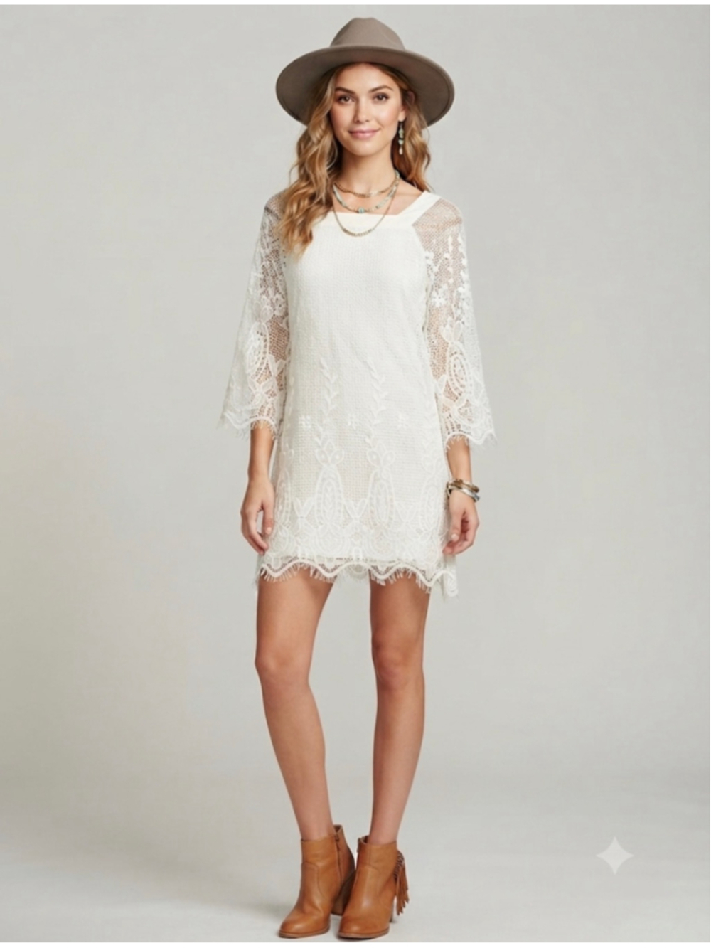 California Moonrise White Lace Mini Dress Size S
